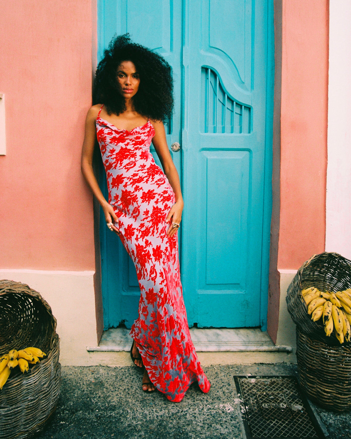 Athena Dress Red | Silk Devoré Bias-Cut Maxi Dress