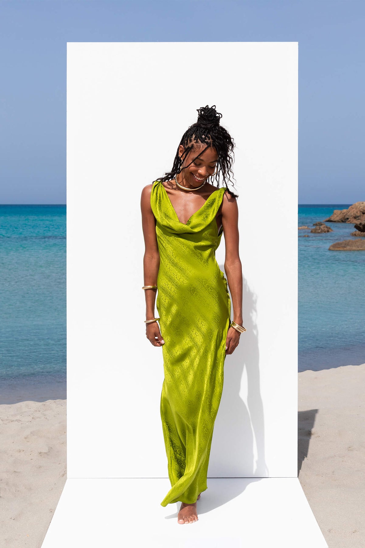 rat and boa lime green dress Navarra | Silk Cowl Neck Maxi Dress Size:54/L holidaystyle25 Short Floral Homecoming Dress I Am 6’0” And